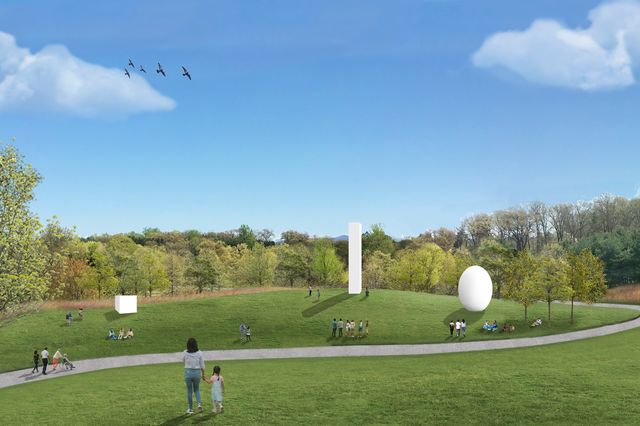 A rendering of the new South Meadow, reclaimed from a former parking lot, at Storm King Art Center.